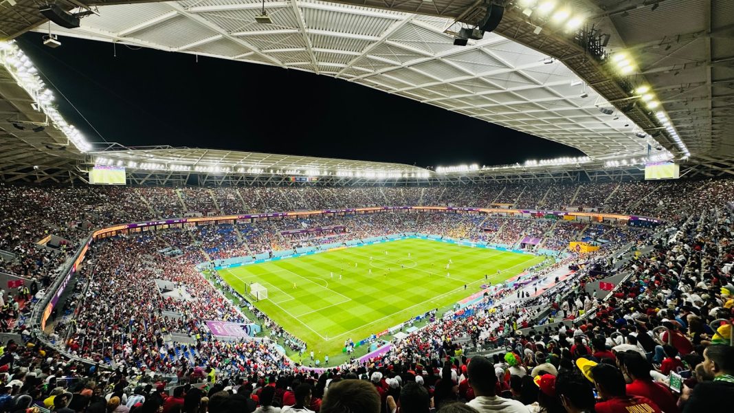 a large stadium filled with lots of people